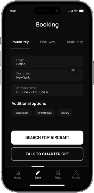 Application booking page